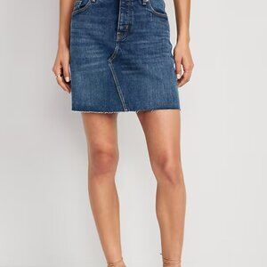 Old Navy High-Waisted Button-Fly Straight Mini Cut-Off Jean Skirt